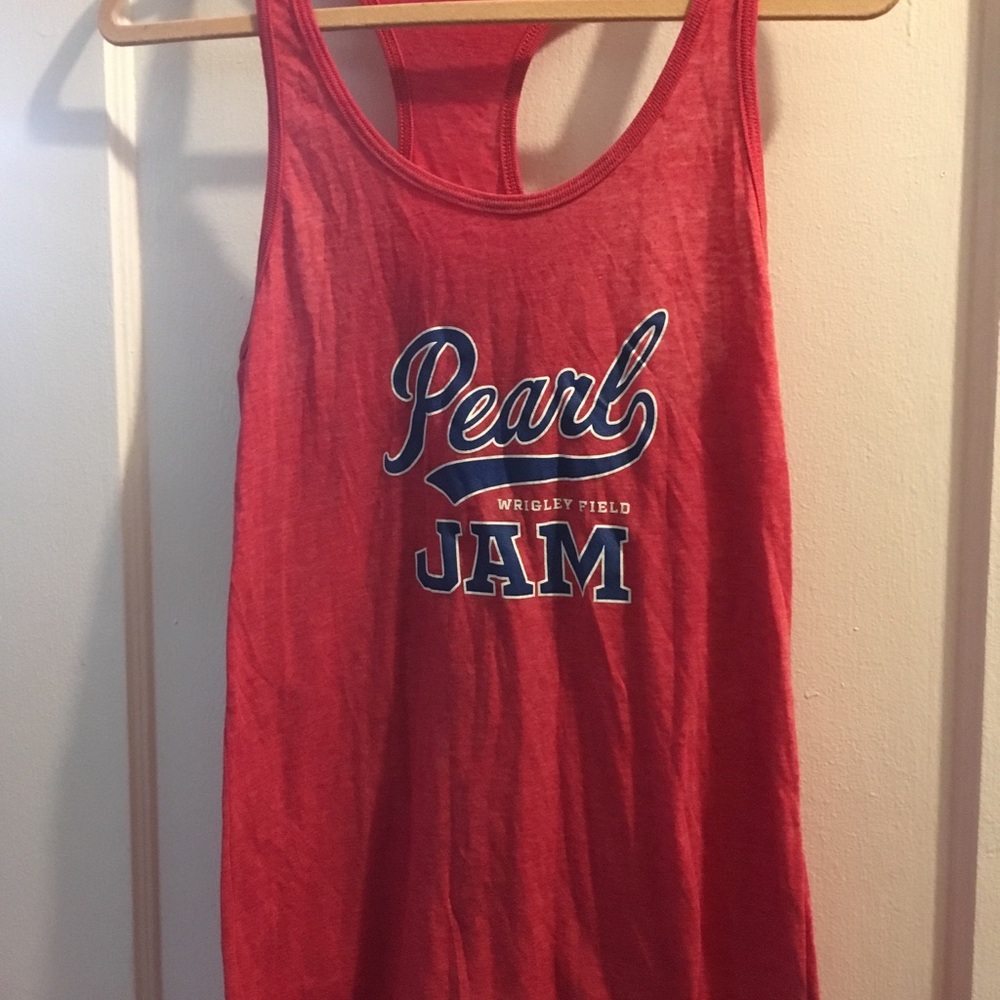 Pearl Jam Red Wrigley field racerback tank top